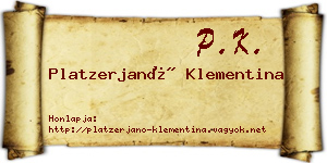 Platzerjanó Klementina névjegykártya